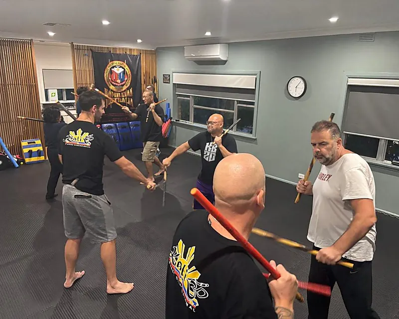 Group stick drills at Kali 3D Ashburton