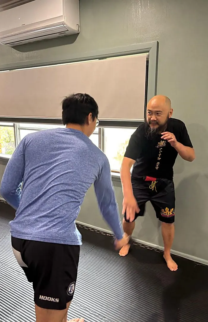 Empty hand sparring between two students